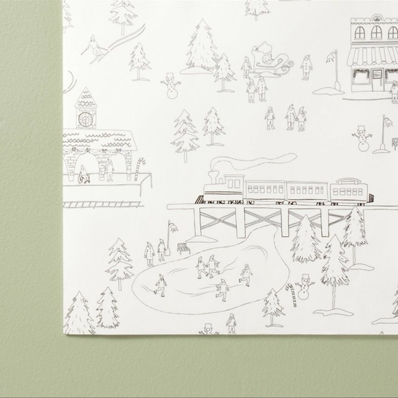 24ct Winter Village Scene Disposable Paper Coloring Placemats Black/White - Picture 3 of 3